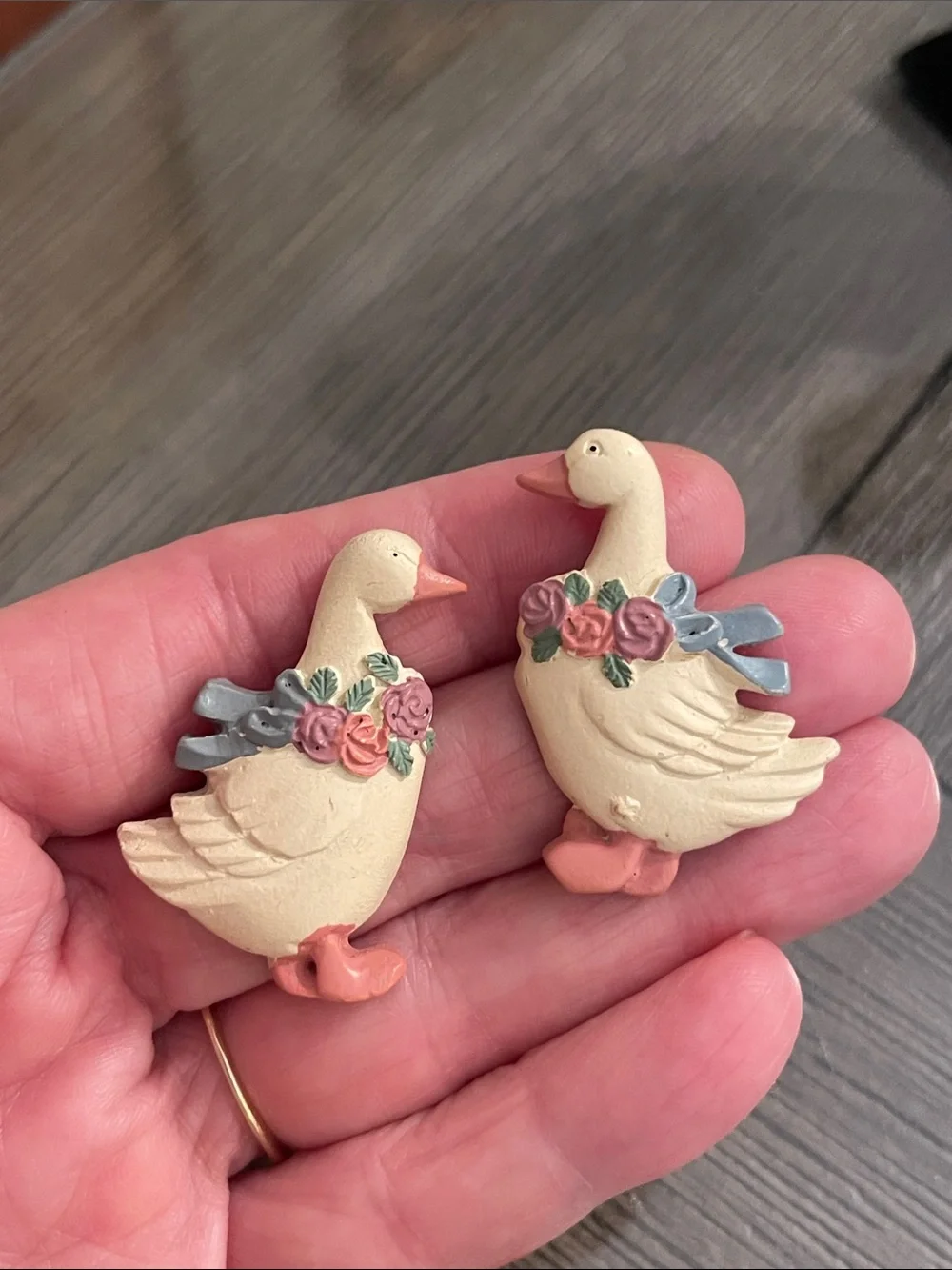 Vintage 1980s or 1990s Country-Style Goose Earrings Porch Goose Silly Goose